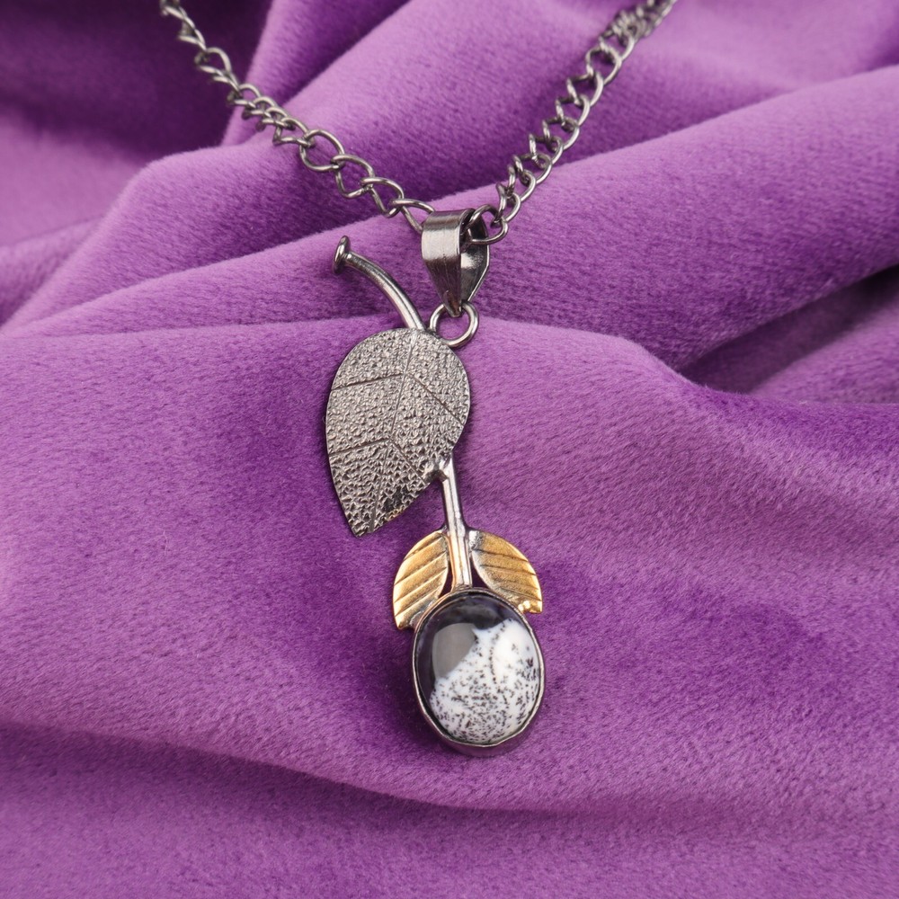 Natural Dendritic Opal Valentine Gift Anniversary Trendy Pendant Sterling Silver