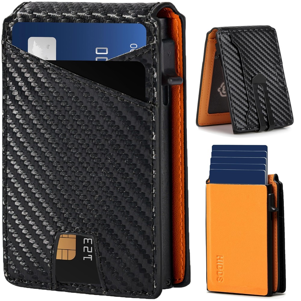 Slim RFID Blocking Wallet for Men with Money Clip and Card Slots