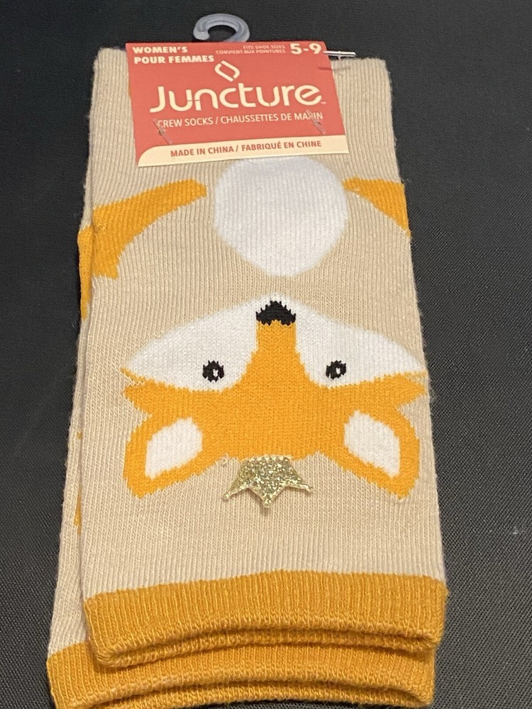 Juncture Womens Socks Size 5-9 Fox Print
