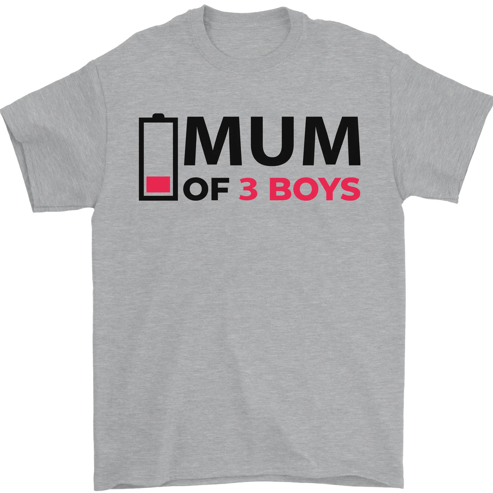Mum of Three Boys Funny Mothers Day Mens T-Shirt 100% Cotton