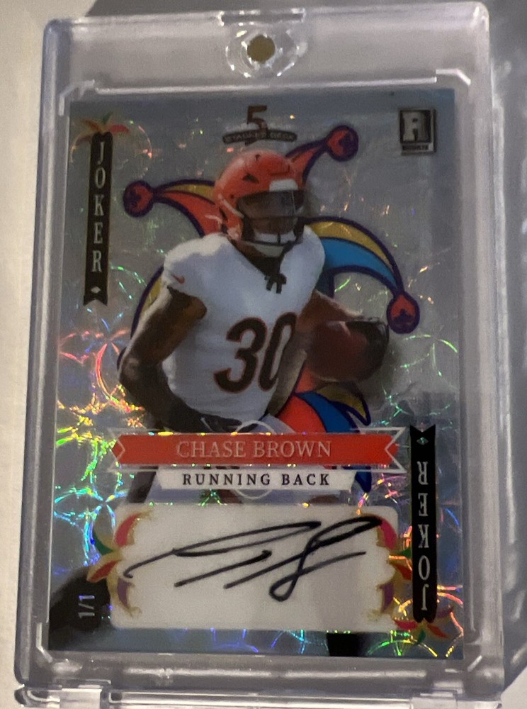 1/1 AUTO Chase Brown Joker 2023 Wildcard 5 Card Draw Kaleidoscope