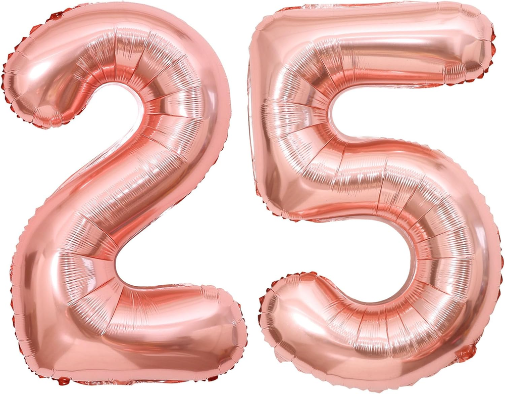 Rose Gold 25 Number Balloons,40 Inch Big Giant Jumbo 25 or 52 Balloon Numbers Ro