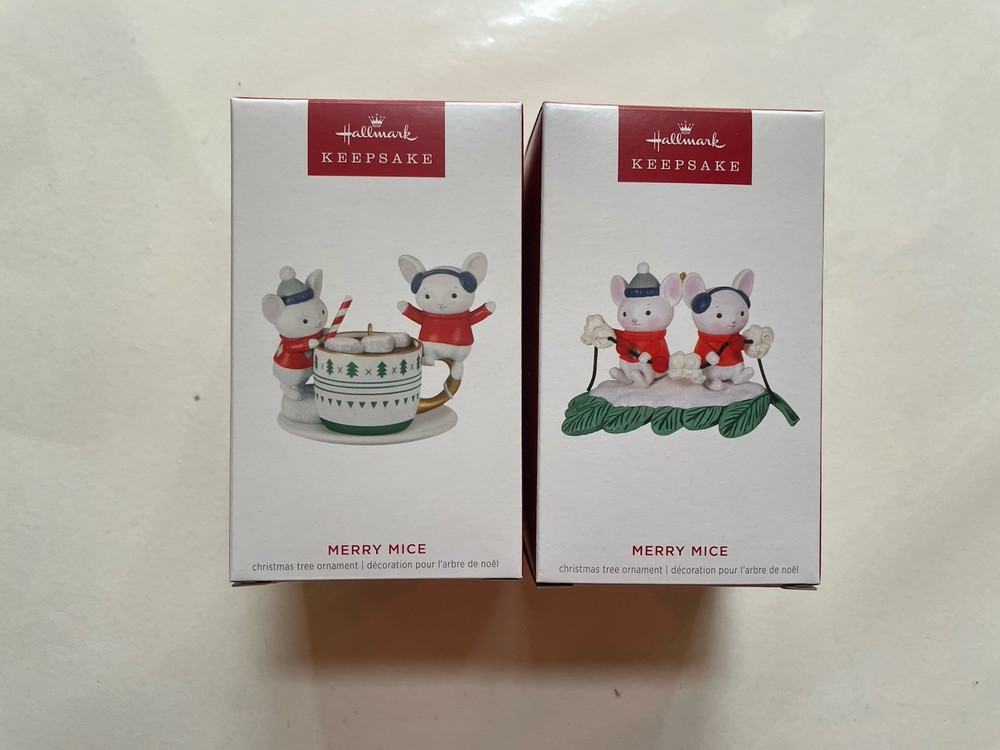 Hallmark Keepsake Ornament 2023 Merry Mice Hot Cocoa Mug Set of 2