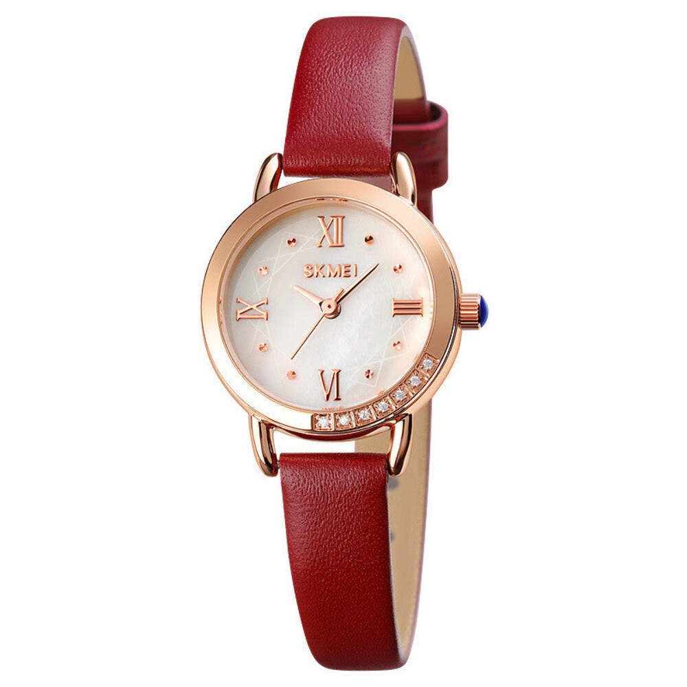 Ladies Quartz Watch with Mother-of-Pearl Face and Genuine Leather Strap