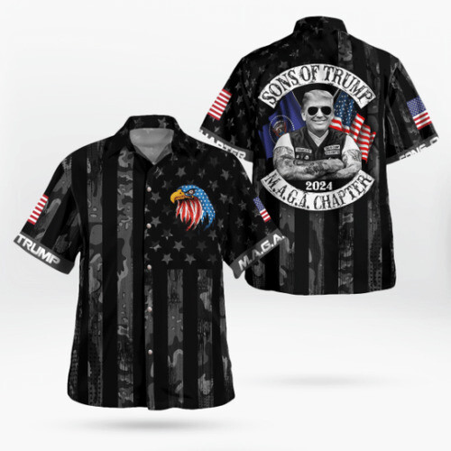 Sons Of Trump 2024 MAGA Biker US Flag 3D Hawaii Shirt  