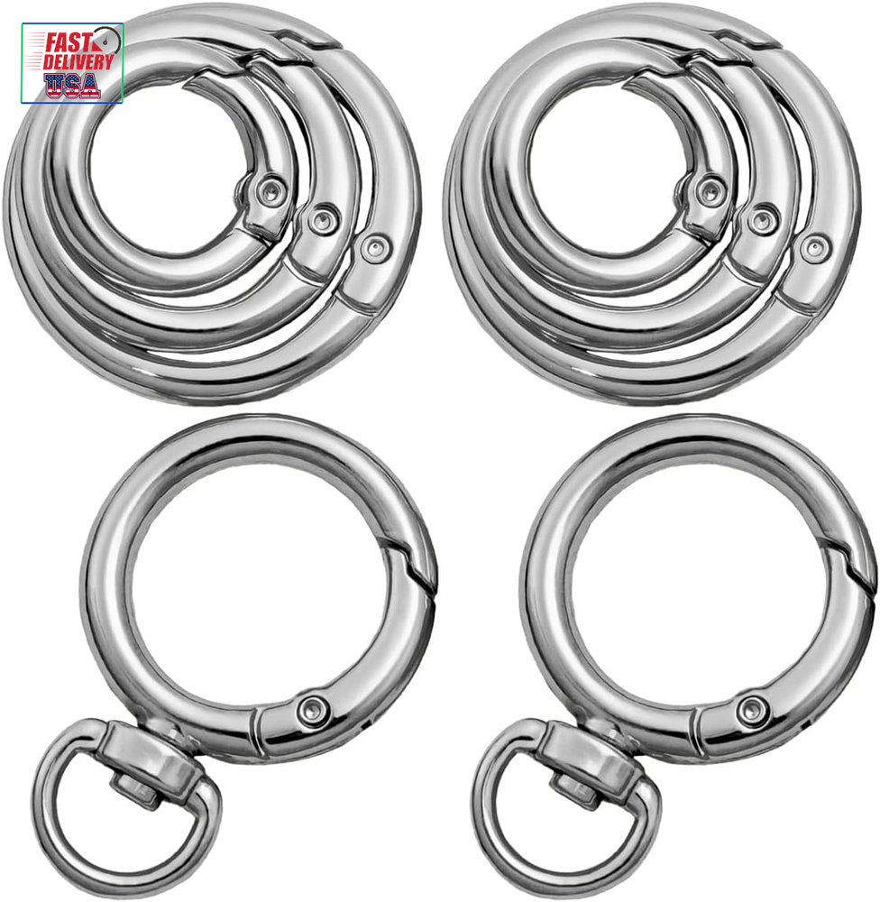 Key Ring Clip Spring Carabiner Key Ring O Rings Clip Keychain,Round Carabiner Pu