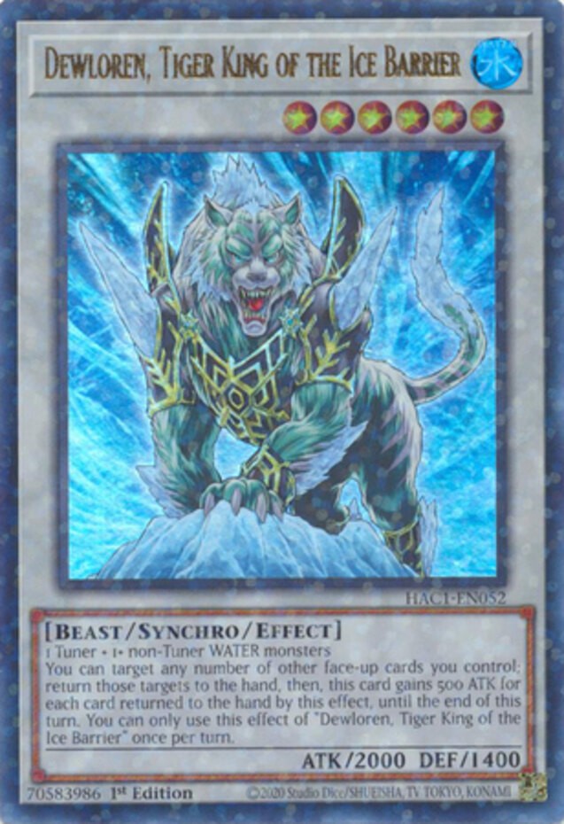 Dewloren Tiger King Ice Barrier HAC1-EN052 Ultra Rare 1st Edition