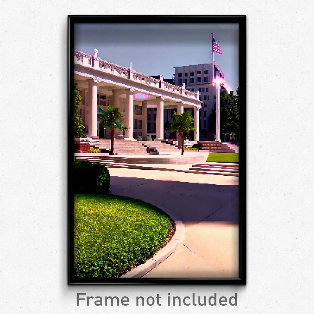 8-Bit Grand Campus Pixel Art Poster - Psychedelic Trippy Gamer Print  