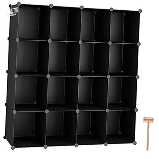 16-Cube Closet Organizer Shelf Unit in DIY Black for Stylish Storage