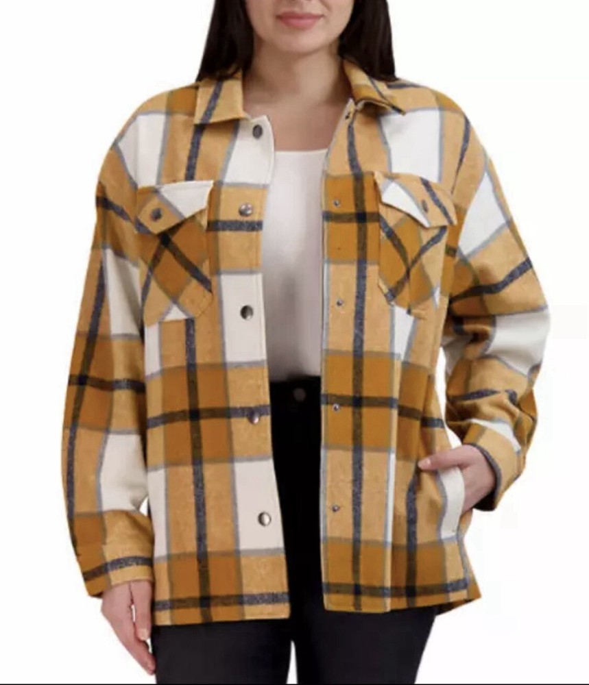 NEW HFX Women's Heavyweight Metal Snap Button Shirt Jacket Size Medium