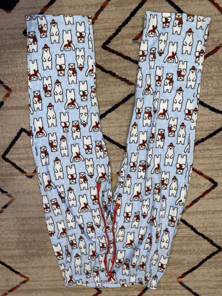 blue polar bear fleece pajama pants women's medium