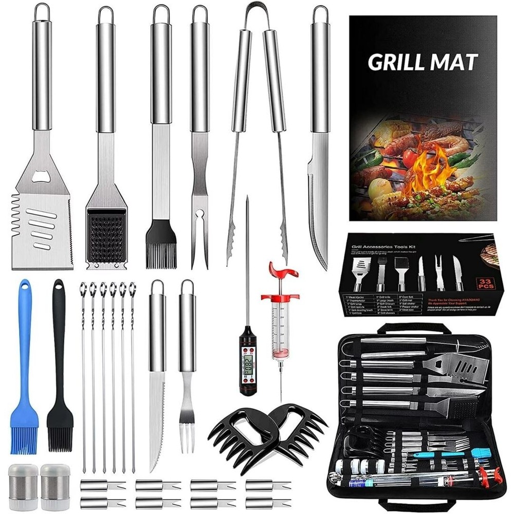 Grill Accessories Tool Set, 33 Piece Grill Utensil Set - N/A