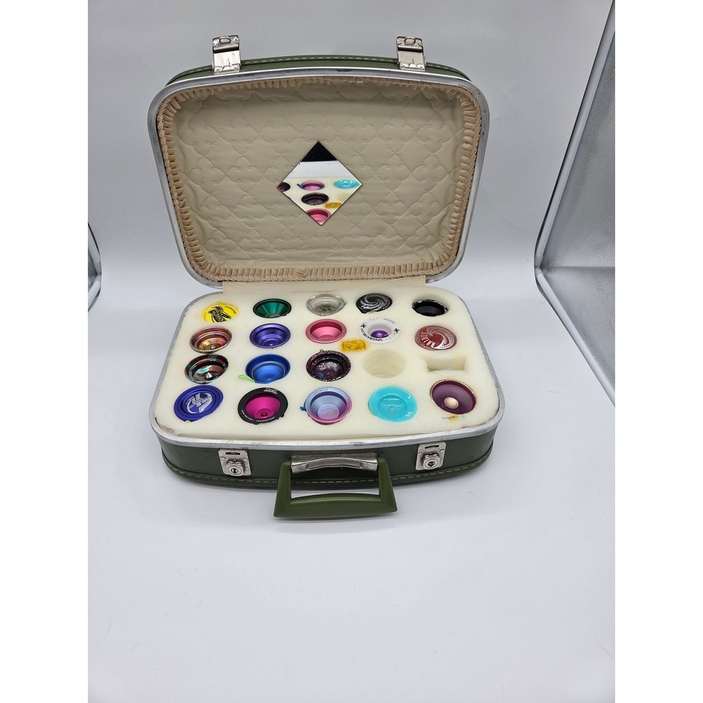 Vintage Green Repurposed Hardshell Suitcase Custom Yoyo Carrying Storage Case