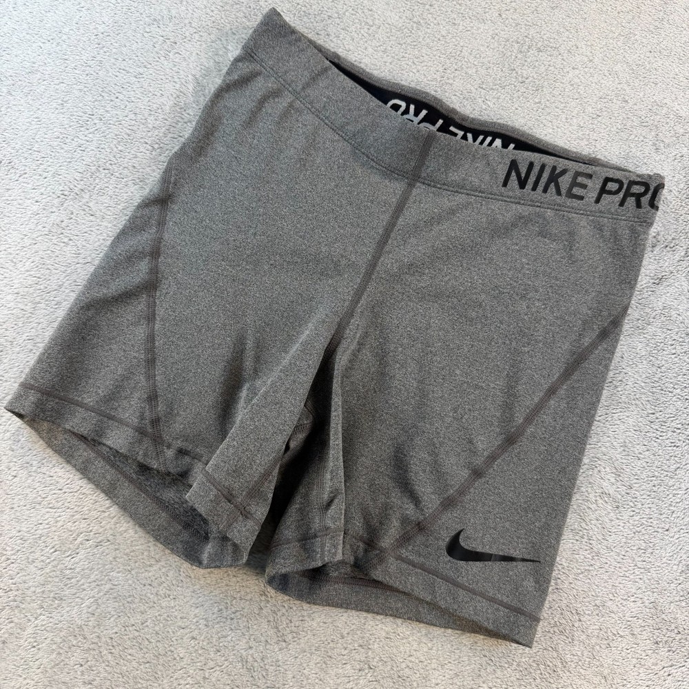 Nike Pro Compression Shorts Women Medium Gray Dri-FIT Volleyball Training