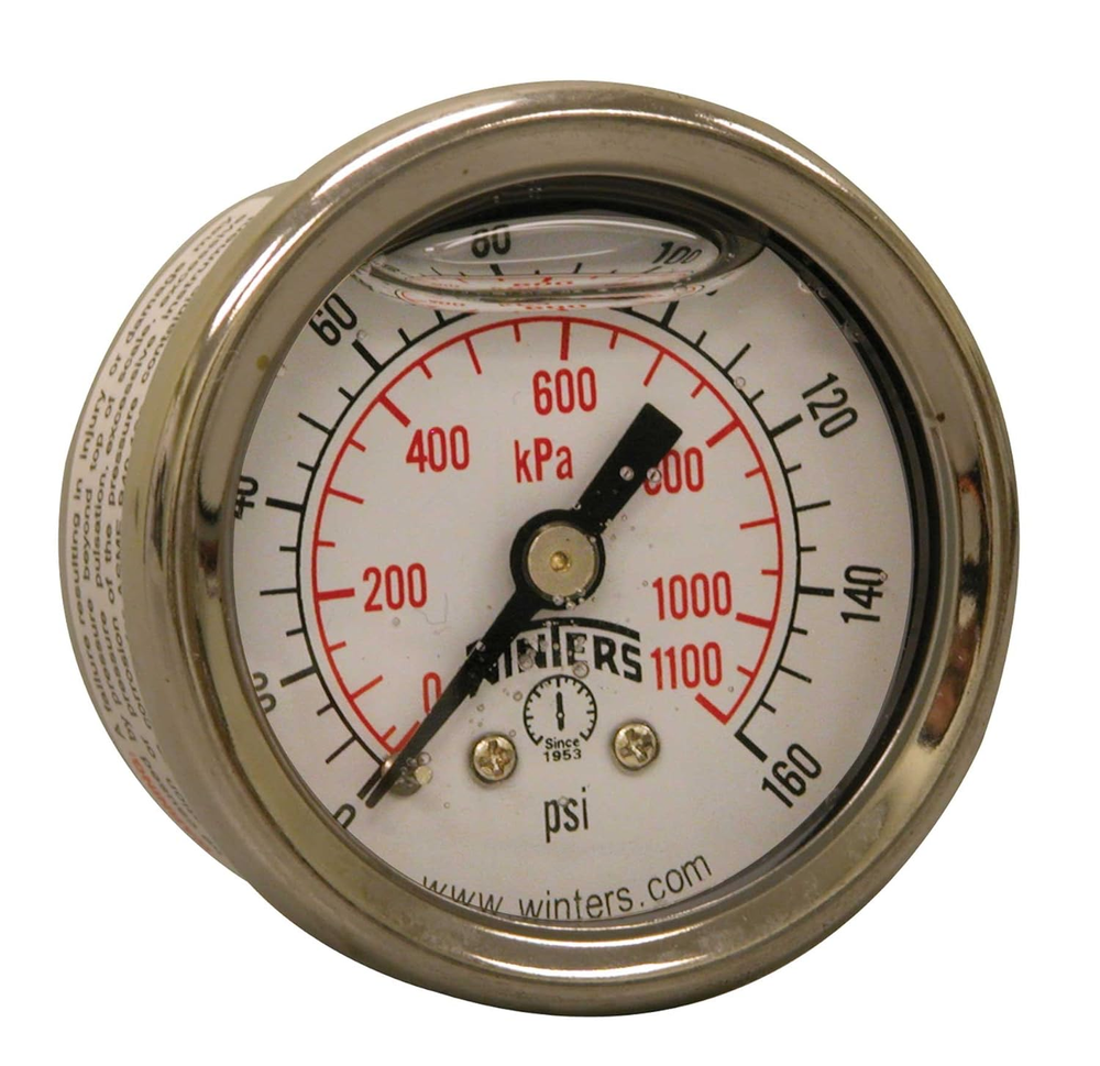 1-1/2 Inch Dial Size, Glycerin Filled Industrial Pressure Gauge, Brass Internals