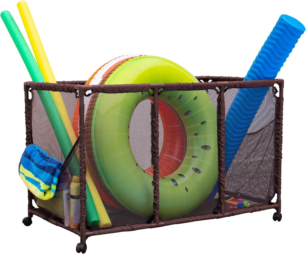 Pool Noodles Holder, Toys, Balls, Floats and Equipment Mesh Rolling Storage Orga