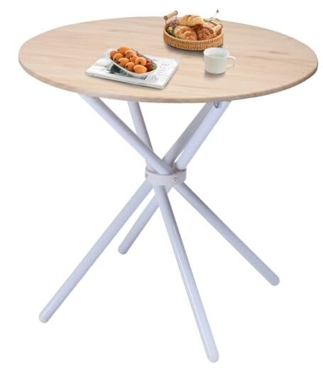 31.5-Inch Round Wooden Dining Table for 4 - Oak or White Finish