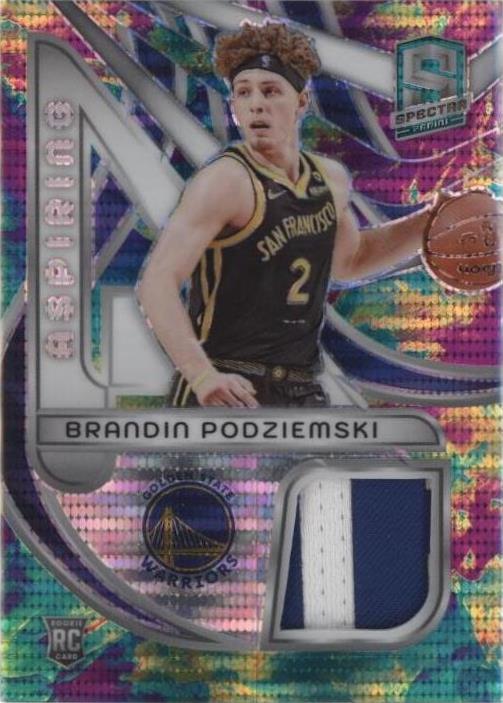 2023-24 Panini Spectra - Aspiring Patches Celestial Prizm #ASP-BPD Brandin Podziemski /99 (MEM, RC)