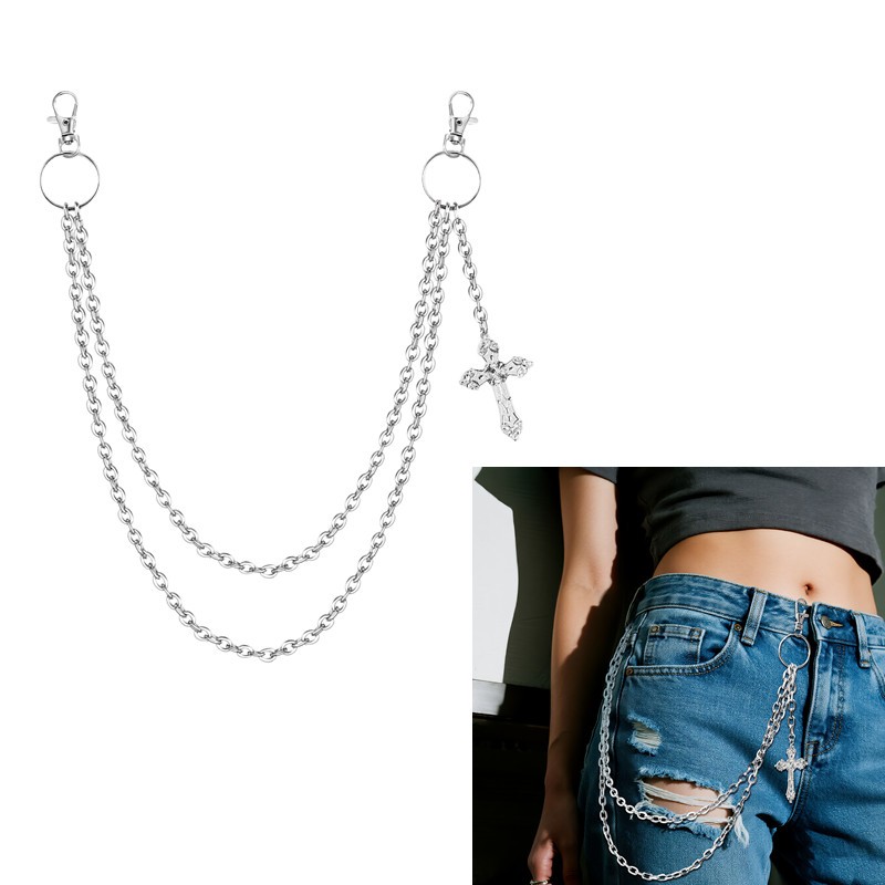 Men Women Cross Pocket Chain Biker Hip Jewelry Pants forJeans Bag Accessories