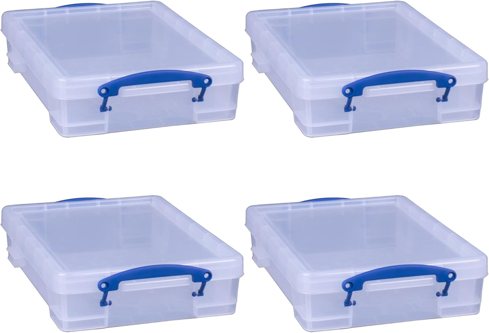 Really Useful Box 4 Liter Plastic Stackable Storage Container W/Snap Lid & Built