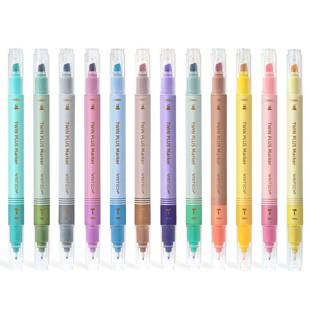WRITECH Dual Tip Highlighter Markers: Aesthetic Fine & Chisel Tip Pastel Vint...
