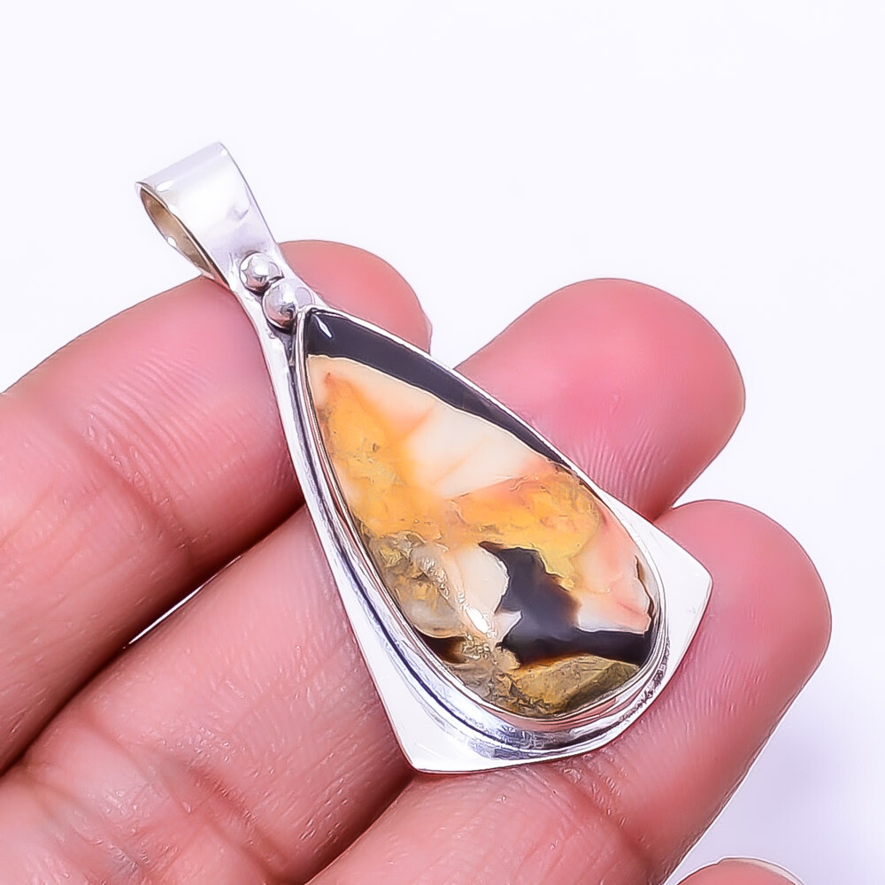 Petrified Peanut Wood Jasper - Australia 925 Sterling Silver Pendant 1.76