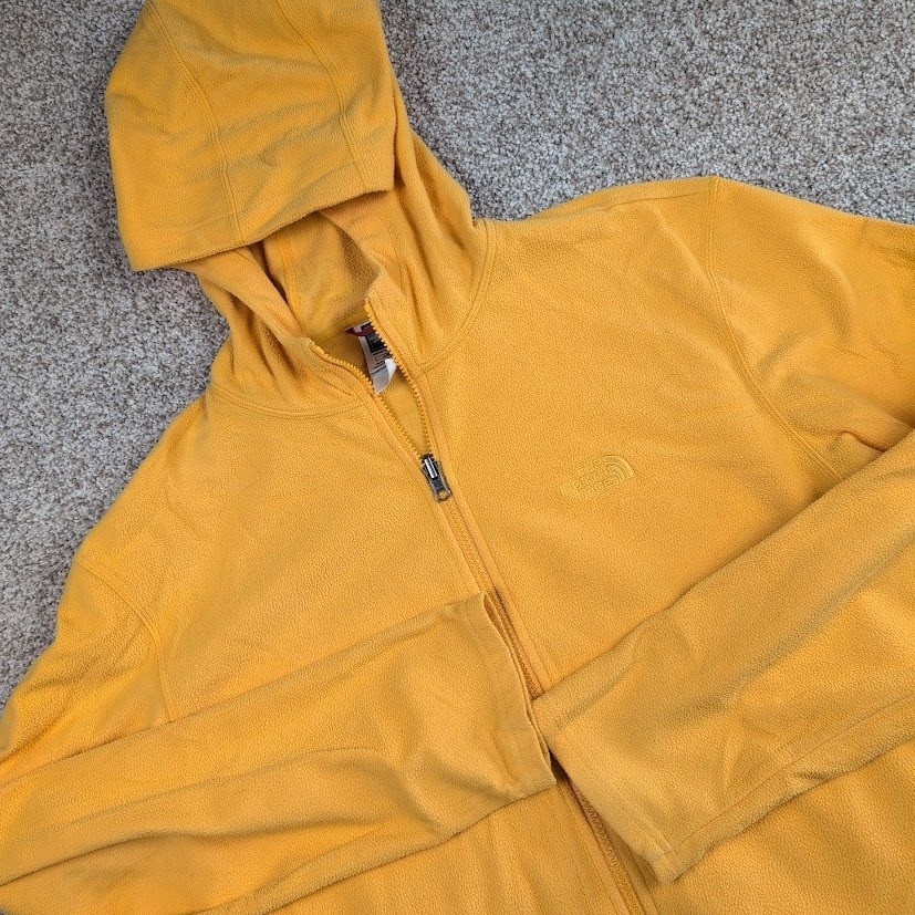 The North Face Mens Large Yellow Full Zip Fleece Hoodie Jacket Coat