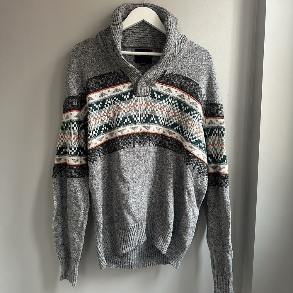 American Eagle outiftters vintage 90s winter grey fair isle jumper size XL men