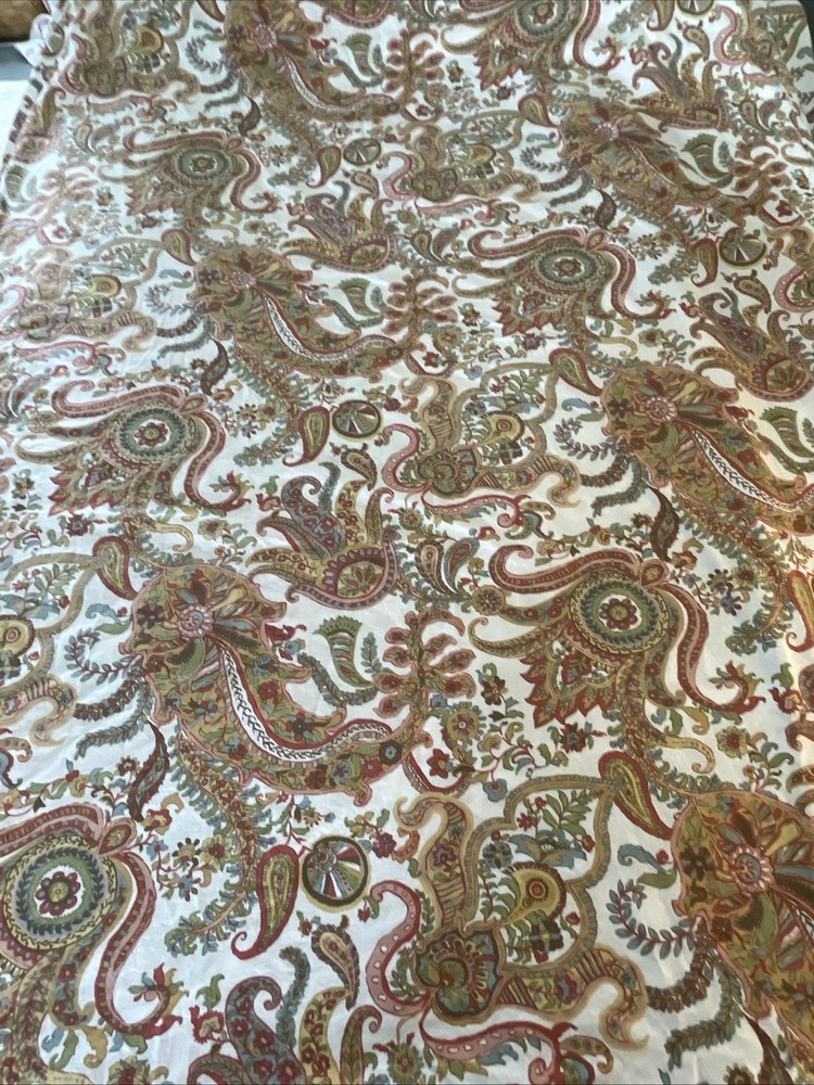 Pottery Barn Duvet Cover Full Queen Cotton Paisley Green Gold Rust Gray READ