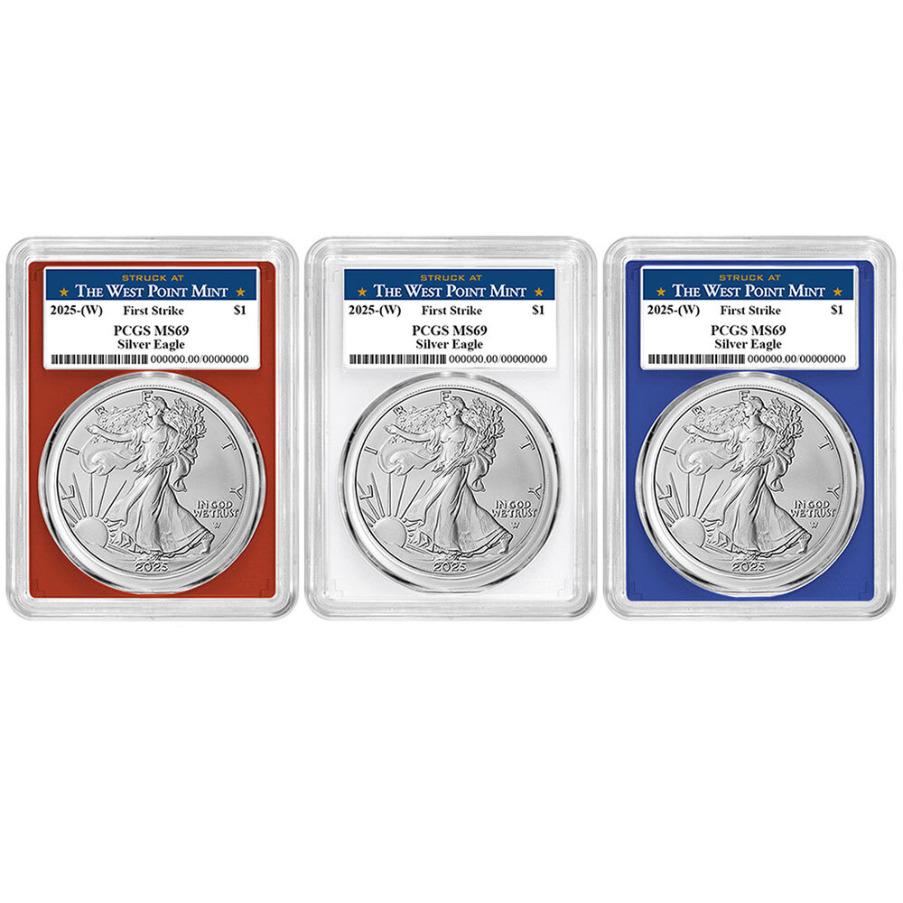 Presale - 2025 (W) $1 American Silver Eagle 3pc Set PCGS MS69 FS West Point L...-image