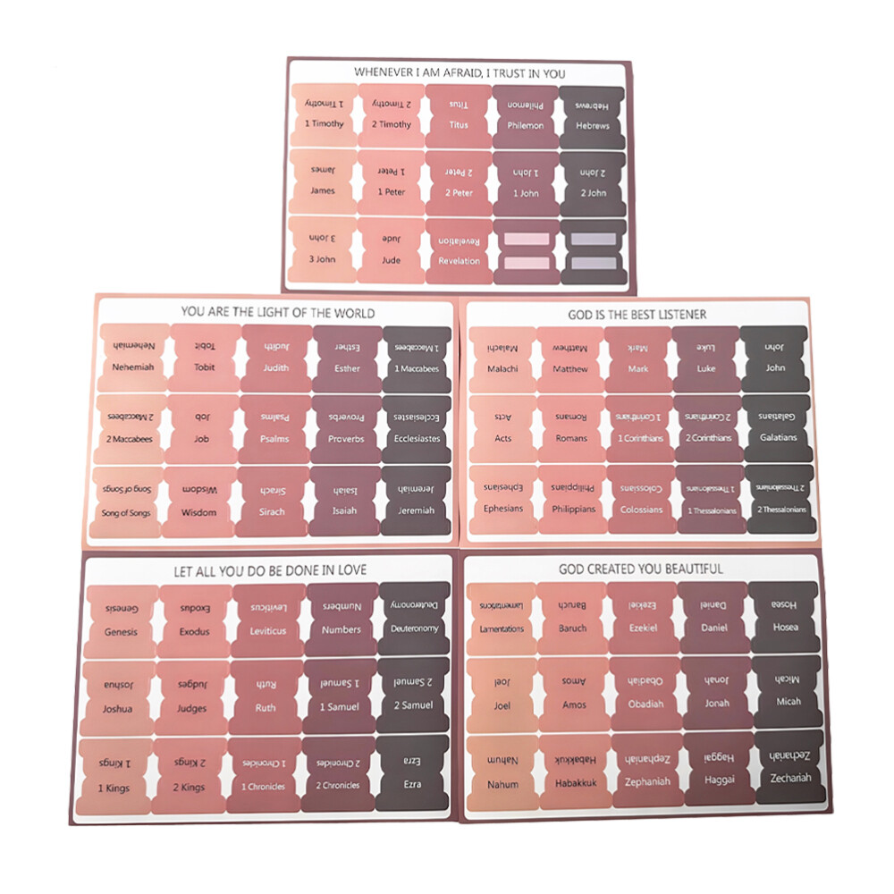 5 Sheets Bible Index Stickers Tags Bookmarks for Women Tabs