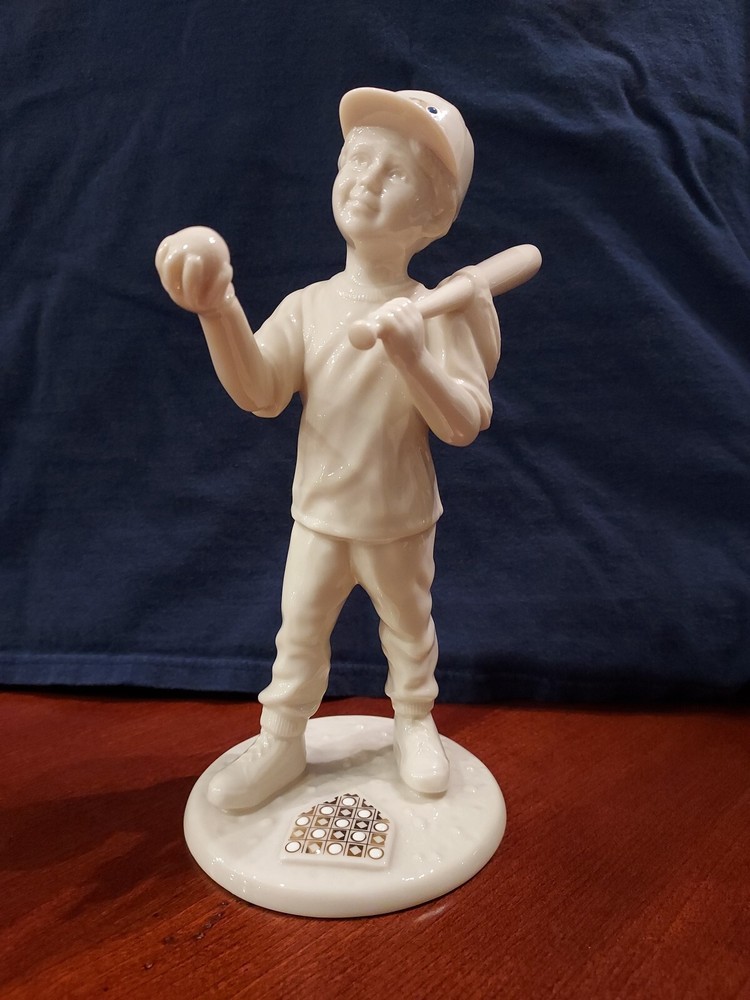 LENOX FIGURINE  C/J MVP BASEBALL BOY VINTAGE w/ Jeweled Home Plate & Hat 1995 US