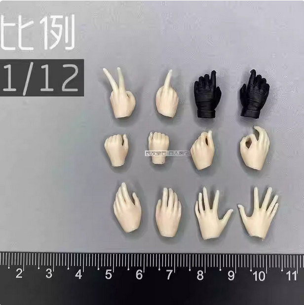 LEVEL9 1/12 Scale Female Soldier Hands Model for 6'' Amy Figure