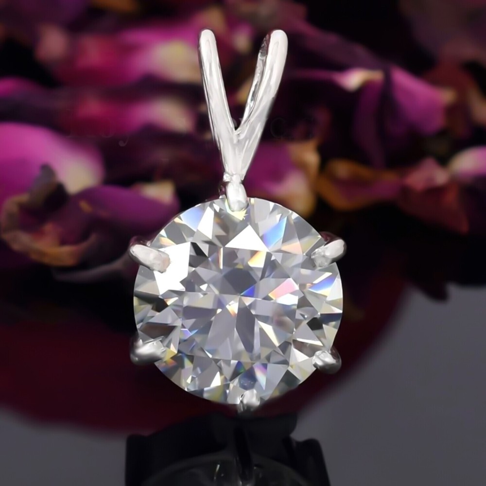 4.10 Ct Certified Diamond Solitaire Pendant in 925 Silver for Christmas Gift