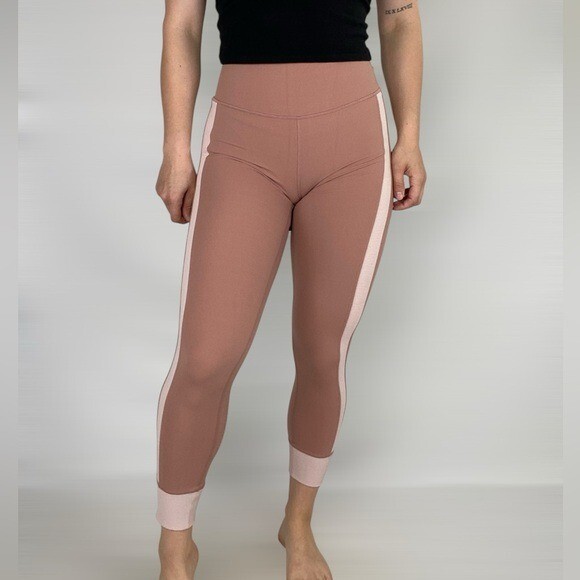 ATHLETA Rib Trim 7/8 Tight Palermo Pink Legging High Waisted Stretch Gym Workout