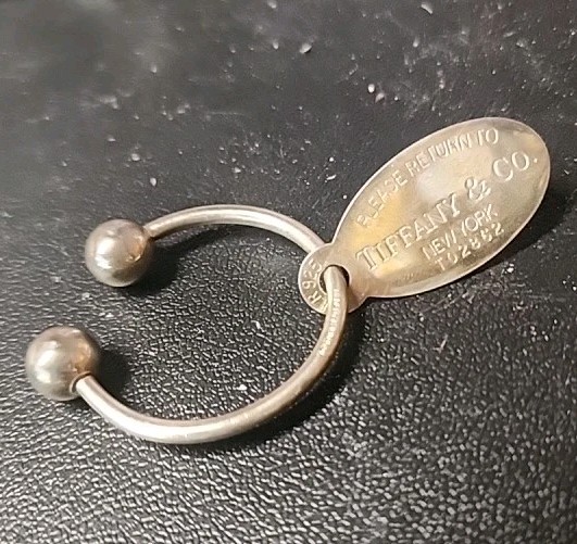 Tiffany & Co Sterling Silver Lost & Found Key Ring with Engraved Message