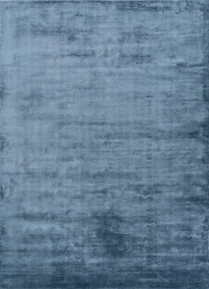 Handmade Luxury Hand Loom Viscose Rug Color Aegean Blue Design Area Carpet Rug