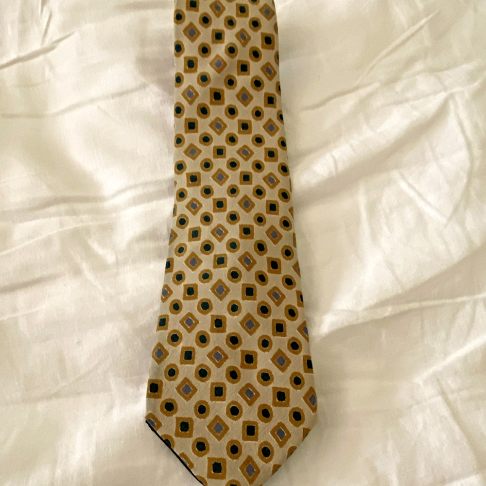vintage Fendi Pure Silk Handmade Designer Men's Tie Geometric Pattern