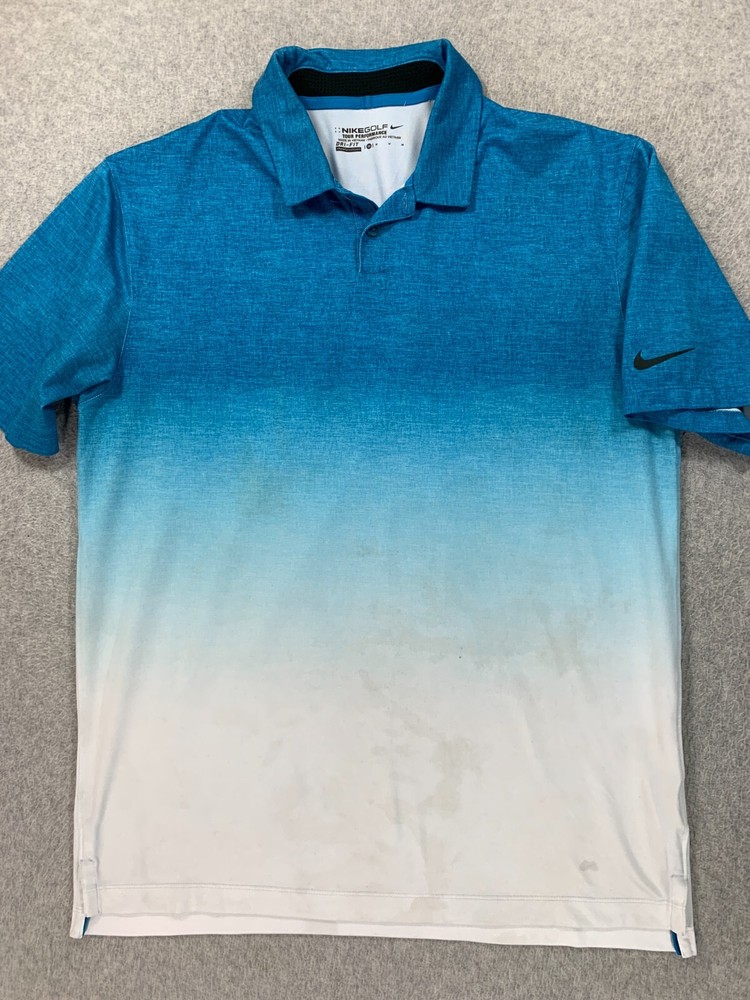 Nike Dri Fit Tour Performance Short Sleeve Golf Polo Shirt (Men's Medium) Blue