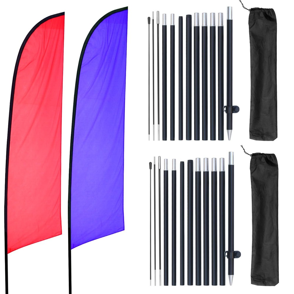 2 Sets 14ft Portable Flag Pole for 11.2ft Feather Flags, Ideal Feather Flag S...