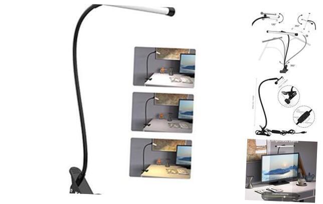 LED Desk Lamp with Clamp, Flexible Gooseneck Arm Drafting Table Lamp, 10