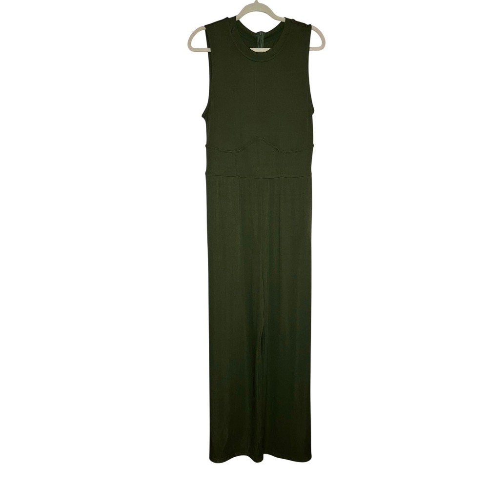 NWT Cider Green Ribbed Wide Leg Jumpsuit Size 0X