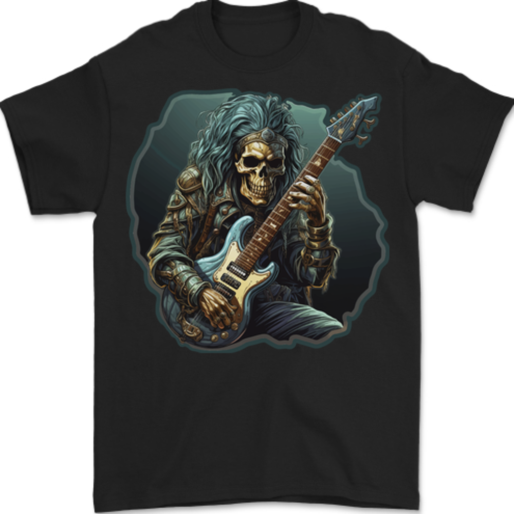 Heavy Metal Rock Skull Guitar Music Mens T-Shirt 100% Cotton