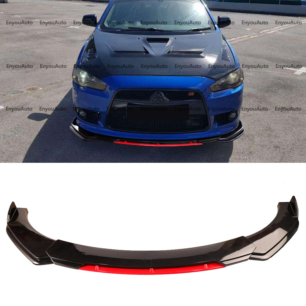 For Mitsubishi LANCER Universal Front Bumper Lip Spoiler Splitter Black Red