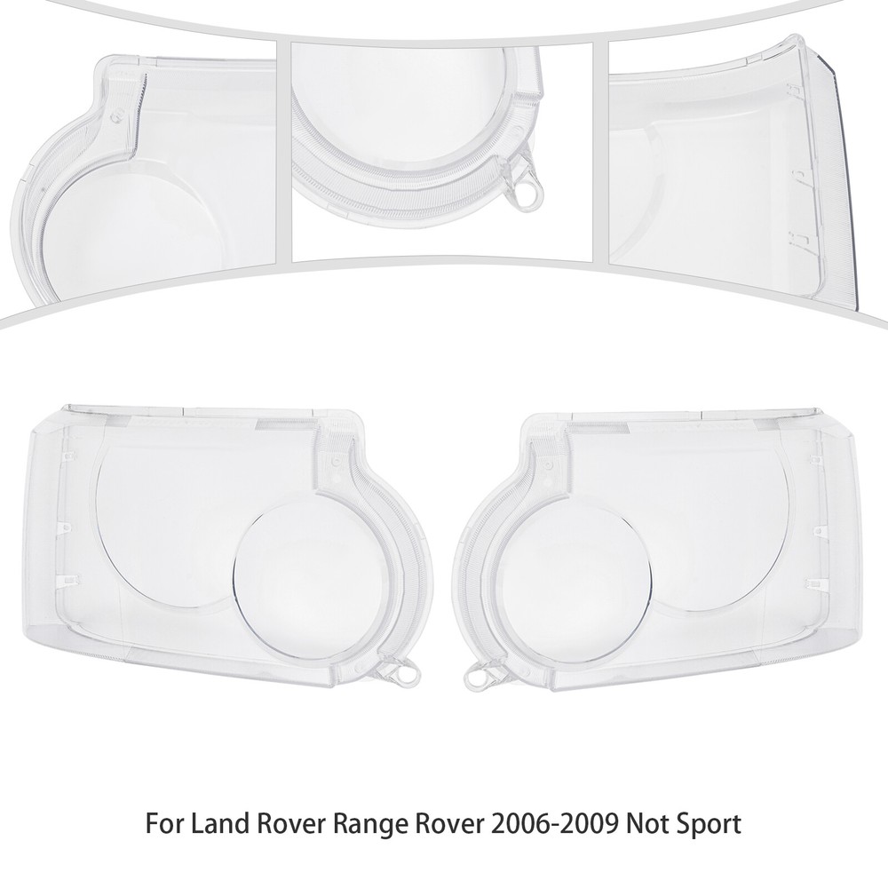 Headlight Lens Headlamp Cover Set for Land Rover Range Rover 2006-2009 Not Sport