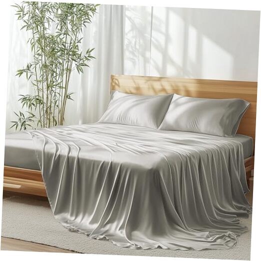 Bamboo Viscose California King Sheet Set 4-Piece Light Grey