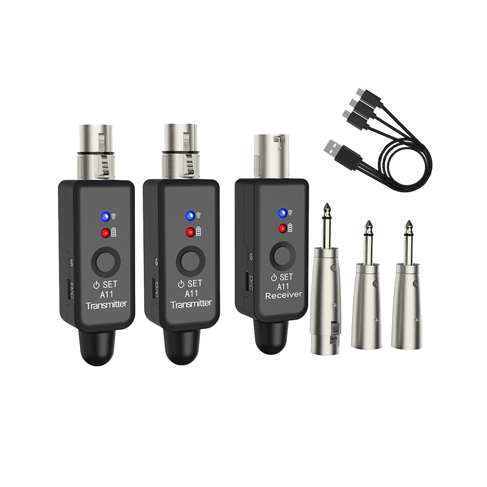 Wireless XLR Adapter System Dual Transmitter & Receiver for Guitar Mic Mixer﻿