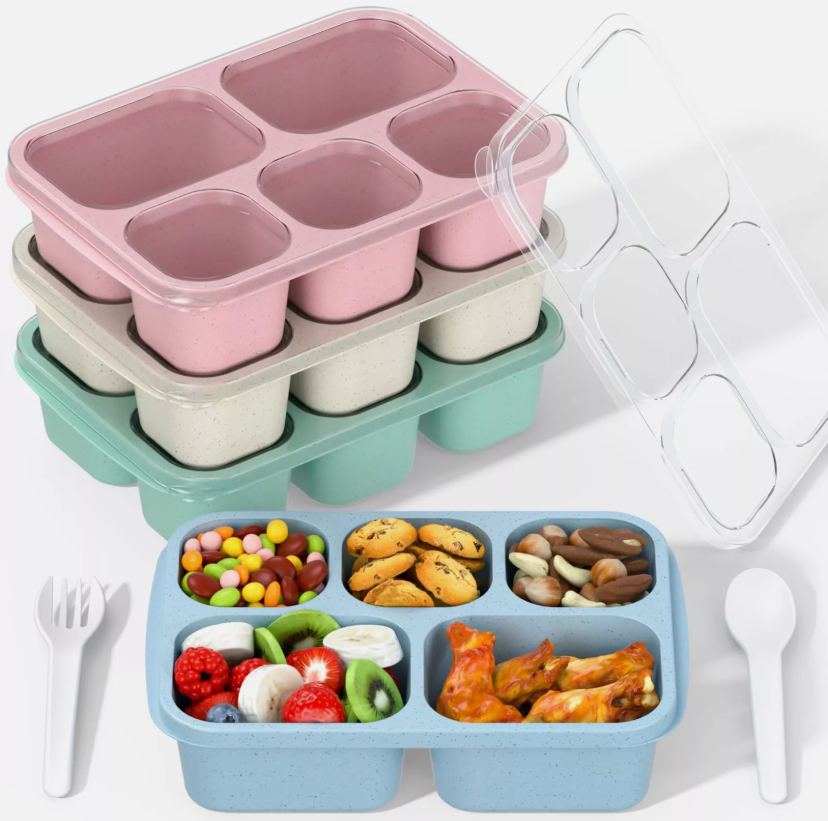 Bento Box Adult Lunch Box 4 Pack 5 Compartment Meal Prep Container Reusable
