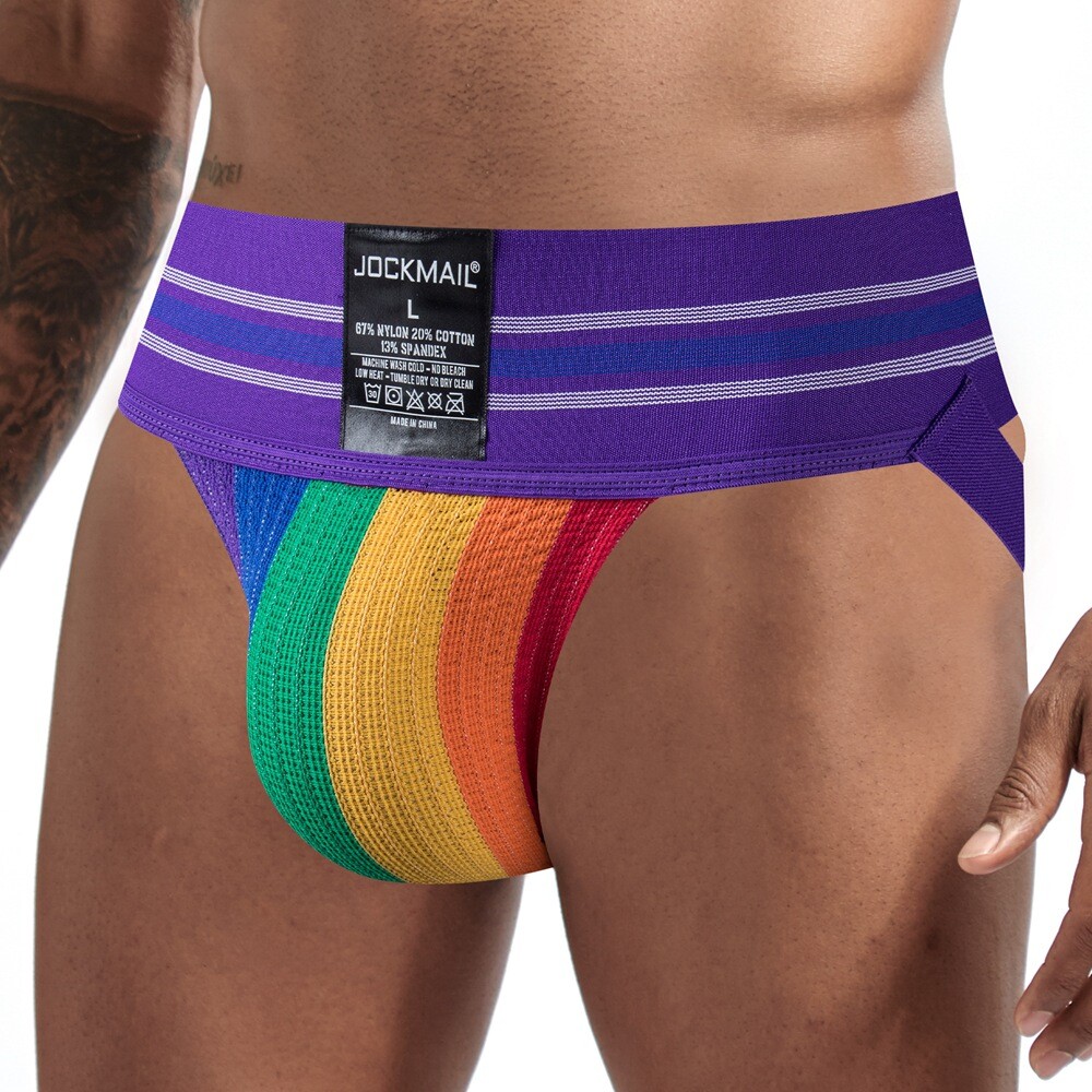 JOCKMAIL Men Thongs Bikini Underwear G-string Jockstrap Sports Backless Briefs