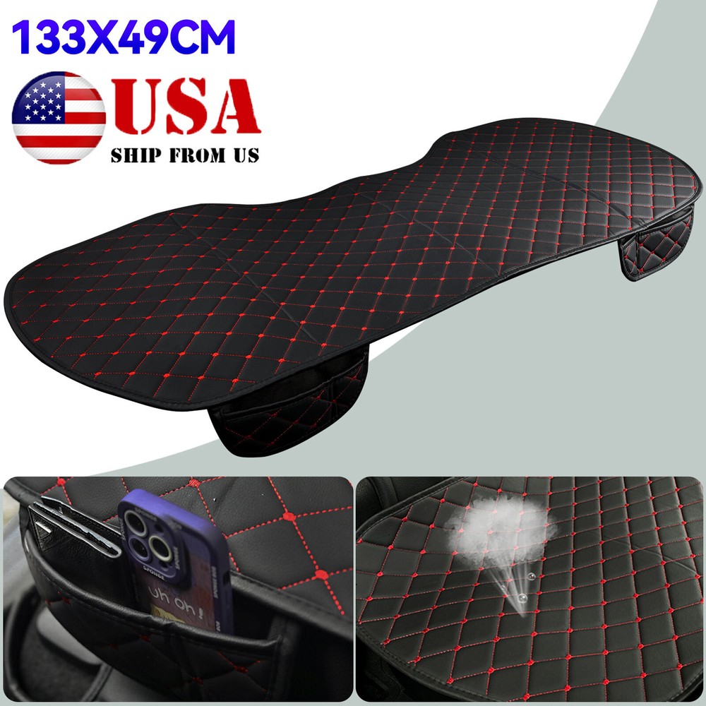 Black & Red Universal Rear Car Seat Cover Protector Anti-Slip Mat Chair Cushion;